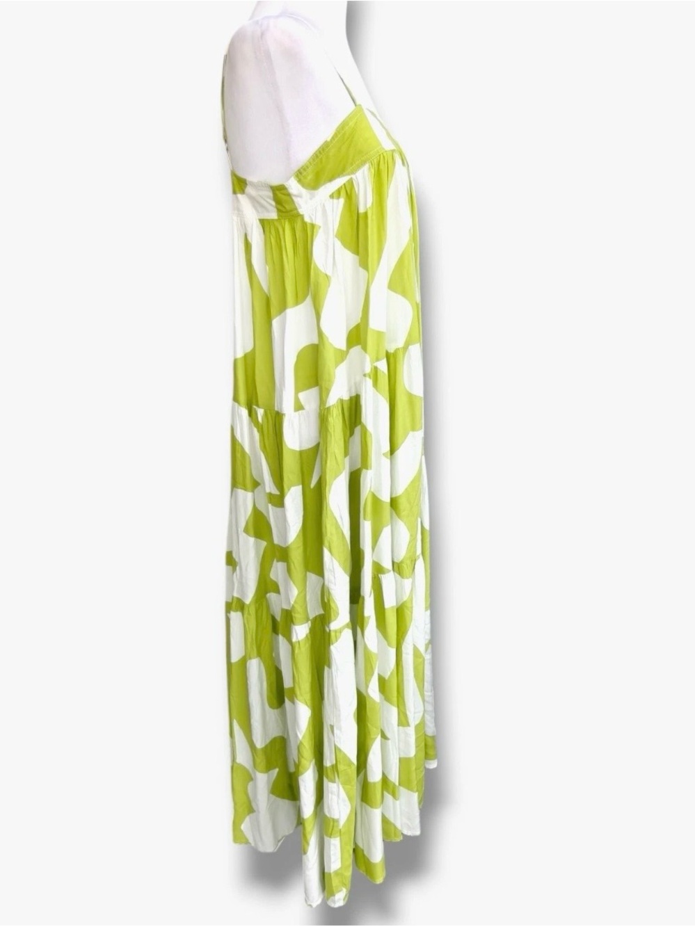 Anthropologie Abel the Label Bright Citron Abstract Tiered Maxi Dress EUC Size S - Picture 4 of 6